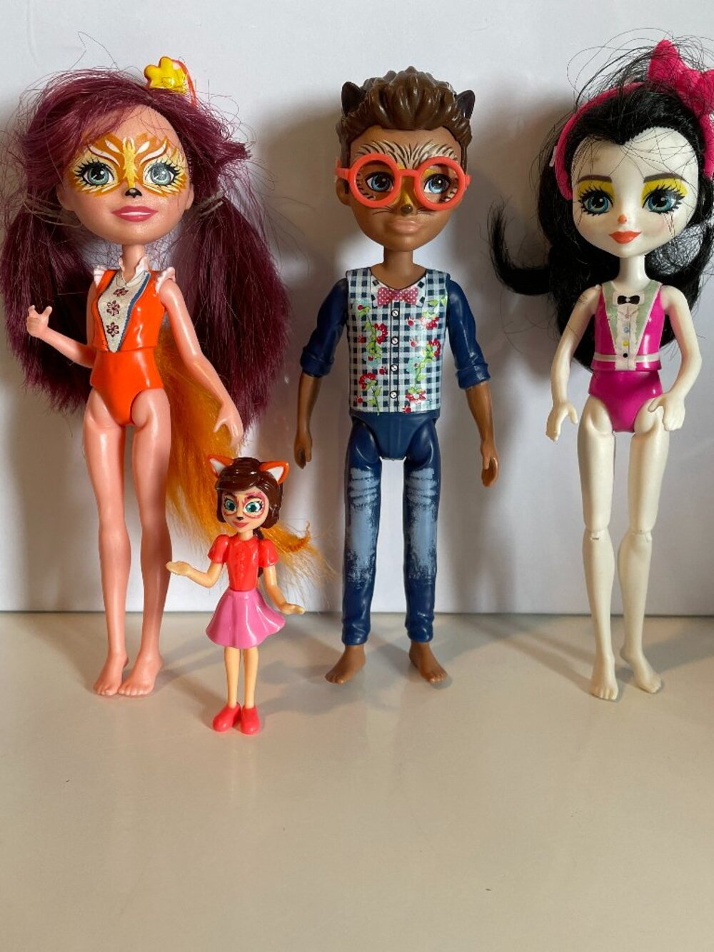 *♪ 3 Enchantimals Dolls plus Polly Pocket extra - Fox, Hedgehog, Penguin *♪